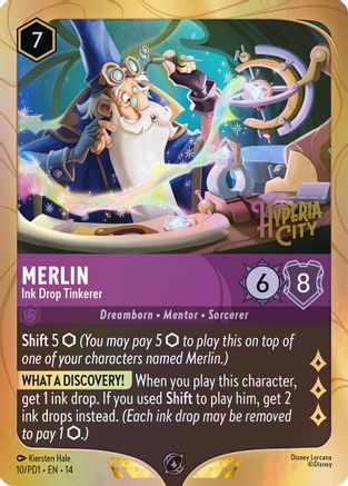 Merlin - Ink Drop Tinkerer (10) - Disney Lorcana Promo Cards Holofoil