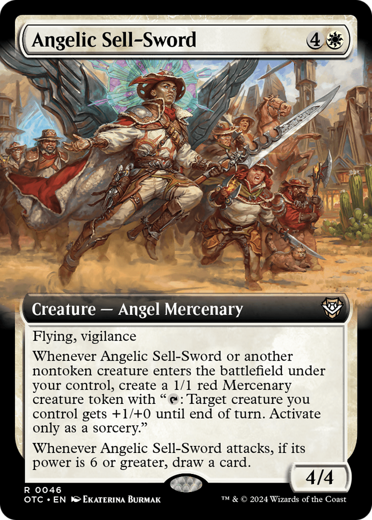 Angelic Sell-Sword (Extended Art) (OTC-046) - Outlaws of Thunder Junction Commander: (Extended Art)