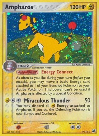 Ampharos 001  - Holofoil Unseen Forces - Holo Rare