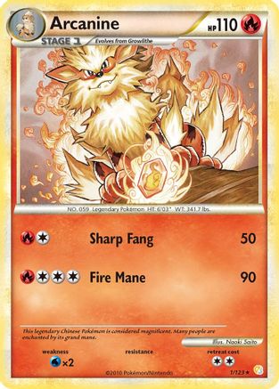 Arcanine 001  - Holofoil HeartGold SoulSilver - Holo Rare