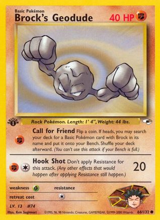 Brock's Geodude (66) (66) 066/132  - 1st Edition Gym Heroes - Common