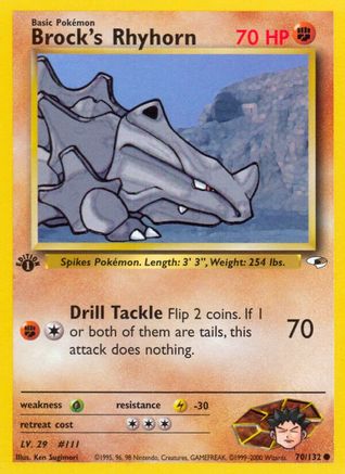 Brock's Rhyhorn (70) (70) 070/132  - 1st Edition Gym Heroes - Common