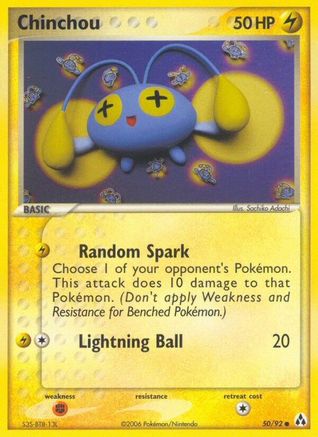 Chinchou 050/92  - Reverse Holofoil Legend Maker - Common