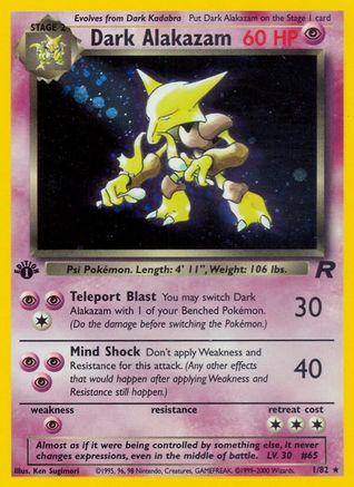 Dark Alakazam (1) (1) 001/82  - 1st Edition Holofoil Team Rocket - Holo Rare
