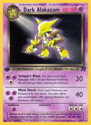 Dark Alakazam (18) (18) 018/82  - 1st Edition Team Rocket - Rare