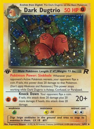 Dark Dugtrio (6) (6) 006/82  - 1st Edition Holofoil Team Rocket - Holo Rare