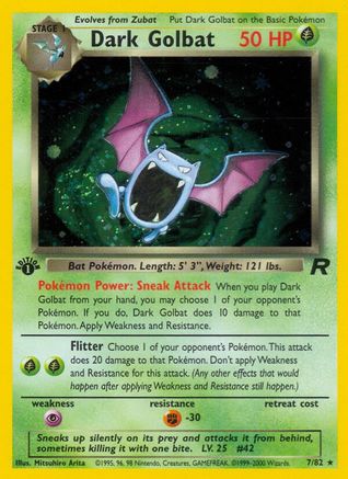 Dark Golbat (7) (7) 007/82  - 1st Edition Holofoil Team Rocket - Holo Rare
