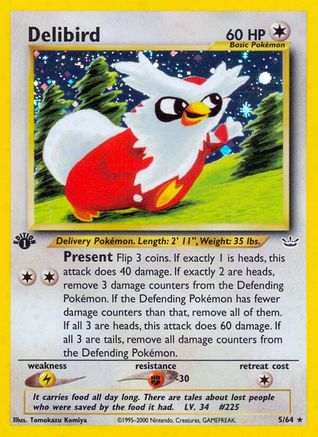 Delibird 005/64  - 1st Edition Holofoil Neo Revelation - Holo Rare