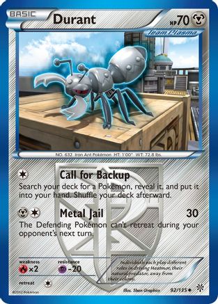 Durant (Team Plasma) (92) (Team Plasma)  092  - Reverse Holofoil Plasma Storm - Uncommon