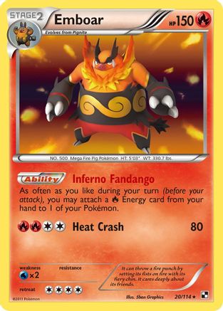 Emboar (20) (20) 020/114  - Reverse Holofoil Black and White - Holo Rare