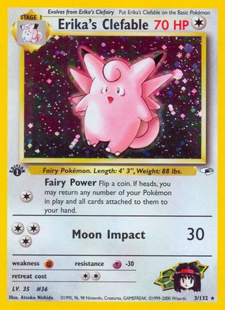 Erika's Clefable 003/132  - 1st Edition Holofoil Gym Heroes - Holo Rare