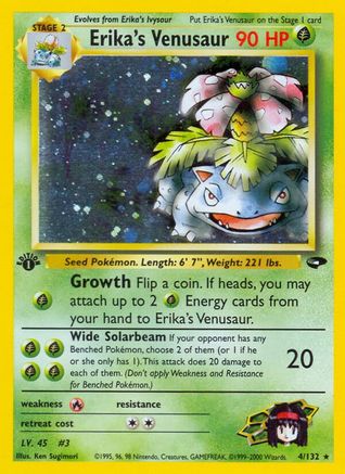 Erika's Venusaur 004/132  - 1st Edition Holofoil Gym Challenge - Holo Rare