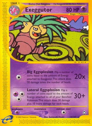 Exeggutor (13) (13) 013  - Reverse Holofoil Aquapolis - Rare