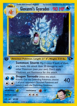 Giovanni's Gyarados 005/132  - 1st Edition Holofoil Gym Challenge - Holo Rare