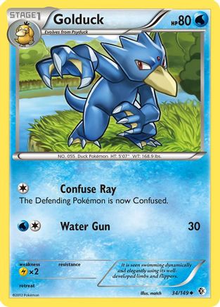 Golduck (34) (34) 034  - Reverse Holofoil Boundaries Crossed - Uncommon