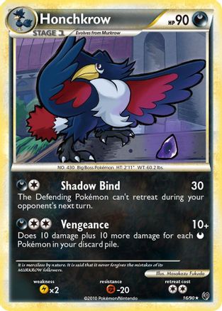 Honchkrow (16) (16) 016/90  - Reverse Holofoil Undaunted - Rare
