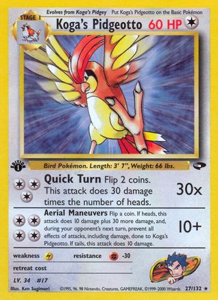 Koga's Pidgeotto 027/132  - 1st Edition Gym Challenge - Rare