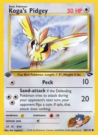 Koga's Pidgey (80) (80) 080/132  - 1st Edition Gym Challenge - Common