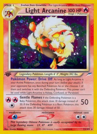 Light Arcanine 012  - 1st Edition Holofoil Neo Destiny - Holo Rare