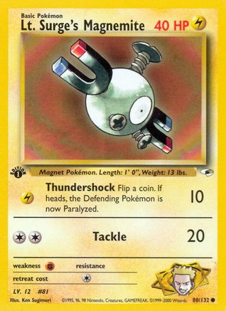 Lt. Surge's Magnemite (80) (80) 080/132  - 1st Edition Gym Heroes - Common