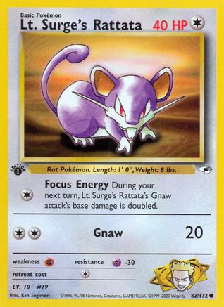 Lt. Surge's Rattata 082/132  - 1st Edition Gym Heroes - Common
