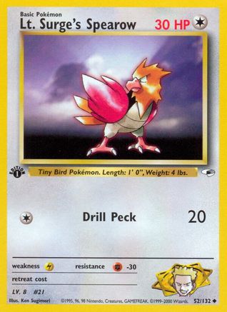 Lt. Surge's Spearow (52) (52) 052/132  - 1st Edition Gym Heroes - Uncommon