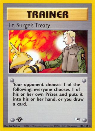 Lt. Surge's Treaty 112/132  - 1st Edition Gym Heroes - Uncommon