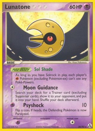 Lunatone 020  - Reverse Holofoil Legend Maker - Rare