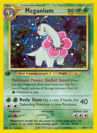 Meganium (10) (10) 010/111  - 1st Edition Holofoil Neo Genesis - Holo Rare