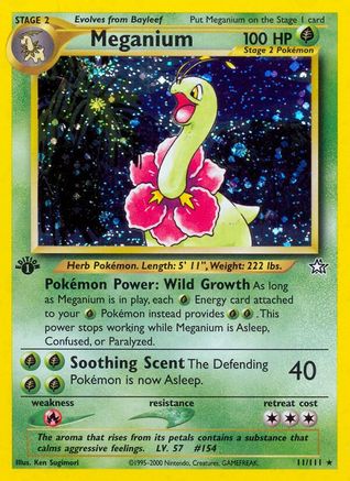 Meganium (11) (11) 011/111  - 1st Edition Holofoil Neo Genesis - Holo Rare