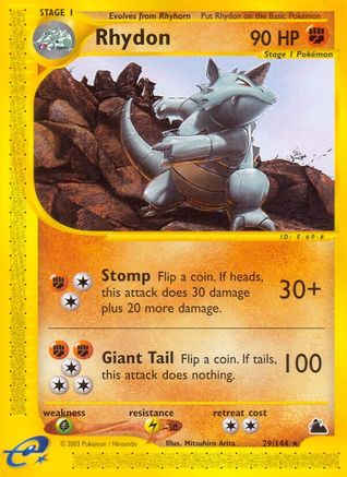 Rhydon (29) (29) 029  - Reverse Holofoil Skyridge - Rare