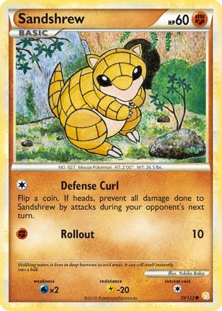 Sandshrew 079/123  - Reverse Holofoil HeartGold SoulSilver - Common