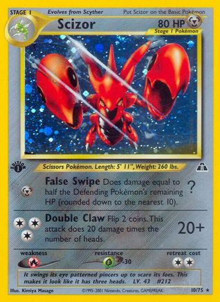 Scizor (10) (10) 010/75  - 1st Edition Holofoil Neo Discovery - Holo Rare