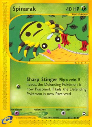 Spinarak (111) (111) 111/147  - Reverse Holofoil Aquapolis - Common