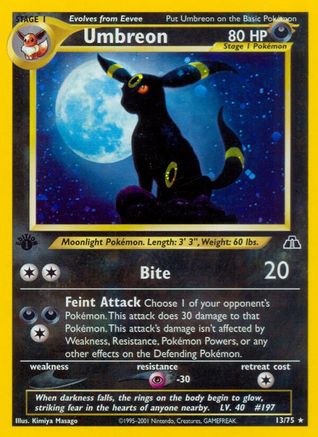 Umbreon (13) (13) 013/75  - 1st Edition Holofoil Neo Discovery - Holo Rare