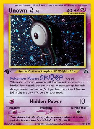 Unown [A] (14) (14) 014/75  - 1st Edition Holofoil Neo Discovery - Holo Rare