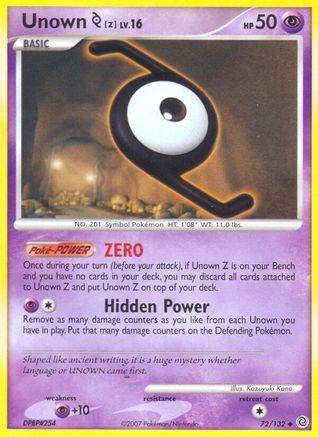 Unown [Z] 072/132  Secret Wonders - Uncommon