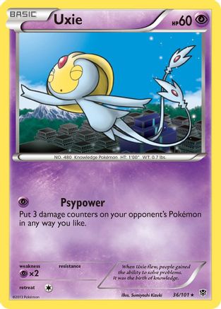 Uxie 036  - Reverse Holofoil Plasma Blast - Rare