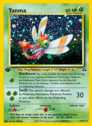Yanma (17) (17) 017/75  - 1st Edition Holofoil Neo Discovery - Holo Rare