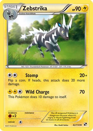 Zebstrika (42) (42) 042  - Reverse Holofoil Black and White - Uncommon