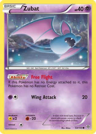 Zubat (53) (53) 053/135  - Reverse Holofoil Plasma Storm - Common