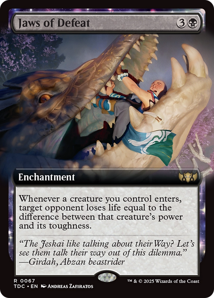 Jaws of Defeat (Extended Art) (TDC-067) - Commander: Tarkir: Dragonstorm: (enchantment, Extended Art)