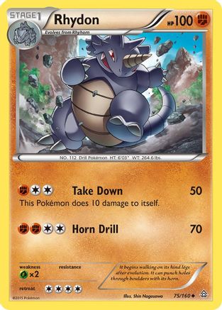Rhydon 075  - Reverse Holofoil XY  Primal Clash - Uncommon