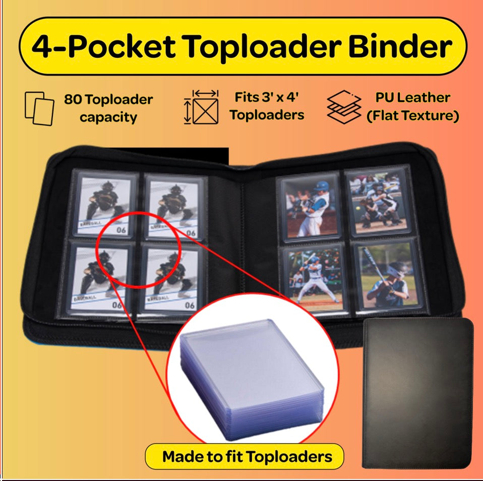 [4-Pocket][BLACK] Toploader Zipper Binder