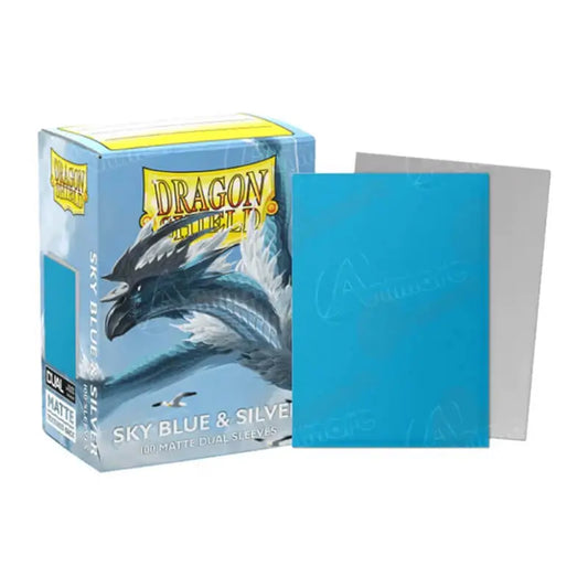 [100 Dual Matte Sleeves] Sky Blue & Silver