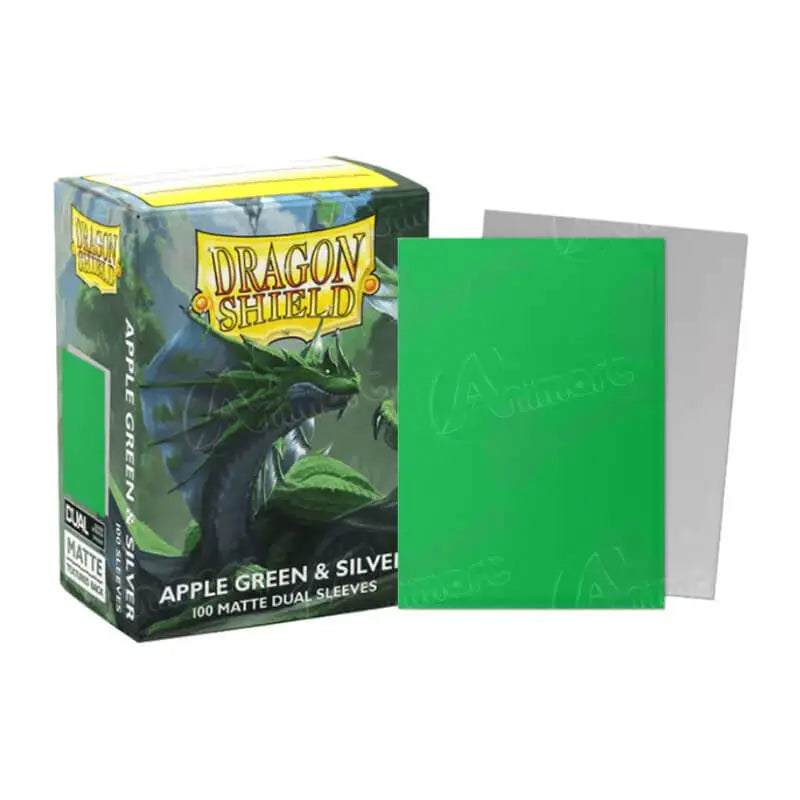 [100 Dual Matte Sleeves] Apple Green & Silver