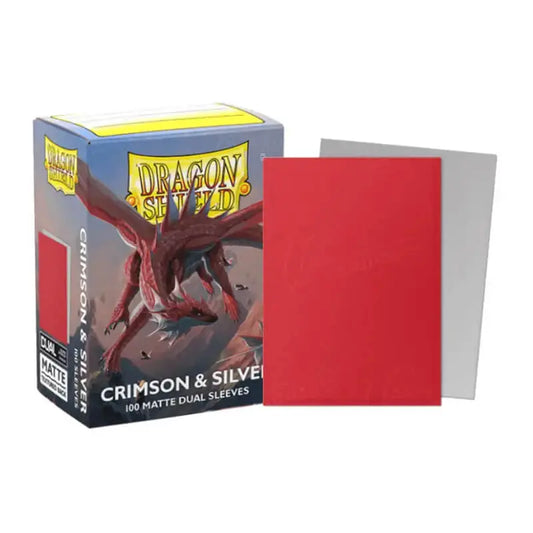 [100 Dual Matte Sleeves] Crimson & Silver