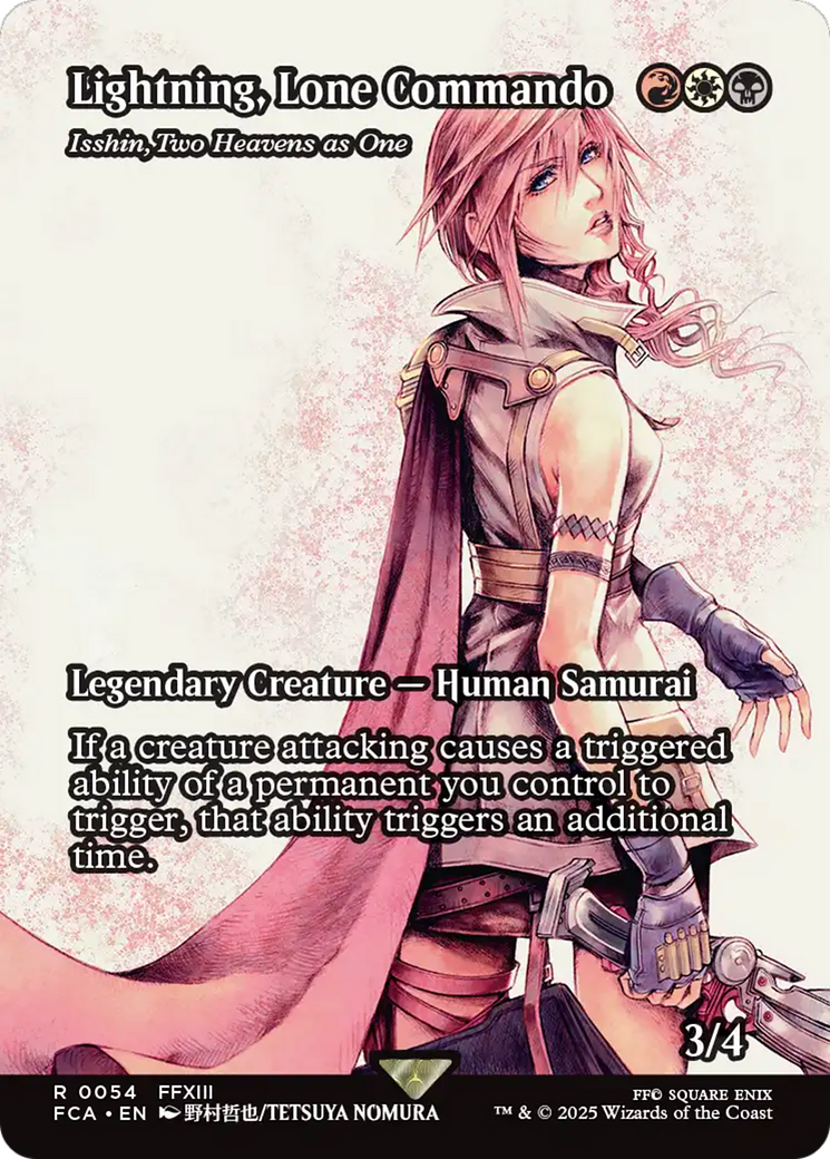 Lightning, Lone Commando - Isshin, Two Heavens as One (Showcase) (FCA-054) - FINAL FANTASY: Through the Ages / Lightning, Lone Commando (Borderless) Foil
