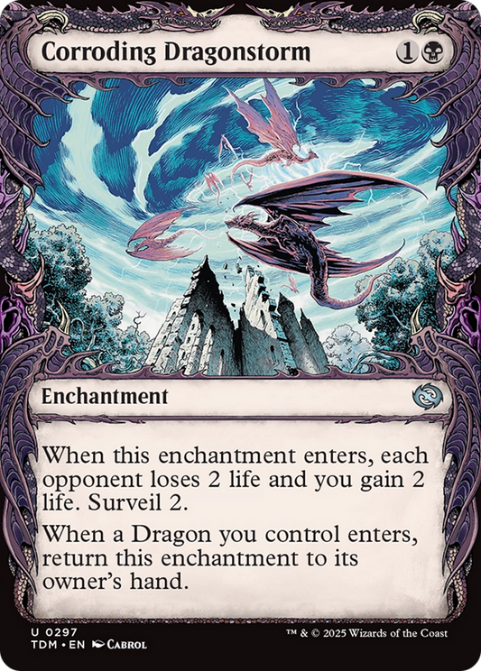 Corroding Dragonstorm (Showcase) (TDM-297) - Tarkir: Dragonstorm: (Showcase, enchantment)