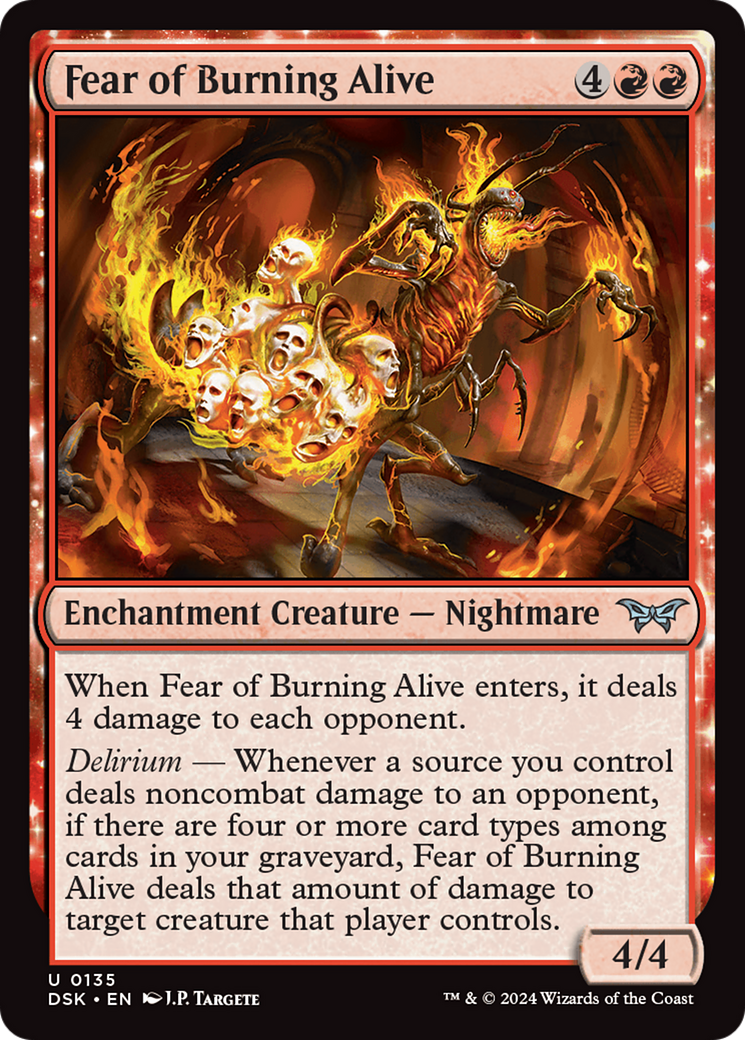 Fear of Burning Alive (DSK-135) - Duskmourn: House of Horror: (enchantment) Foil